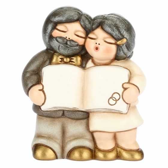 Coppia sposini piccoli nozze d'oro con pergamena personalizzabile