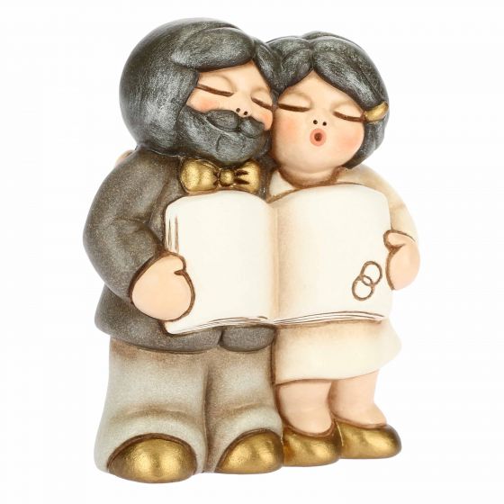 Coppia sposini piccoli nozze d'oro con pergamena personalizzabile - immagine 2