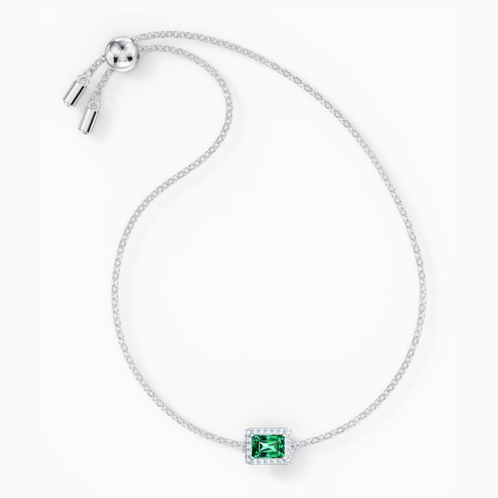 BRACCIALETTO ANGELIC RECTANGULAR, VERDE, PLACCATO RODIO - immagine 2