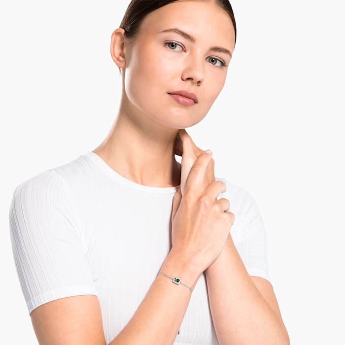 BRACCIALETTO ANGELIC RECTANGULAR, VERDE, PLACCATO RODIO - immagine 4