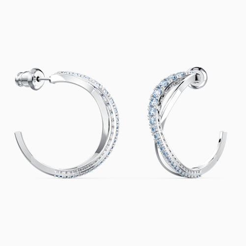 ORECCHINI A CERCHIO TWIST, BLU, PLACCATO RODIO - immagine 3