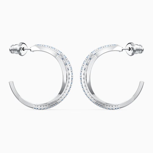 ORECCHINI A CERCHIO TWIST, BLU, PLACCATO RODIO - immagine 2