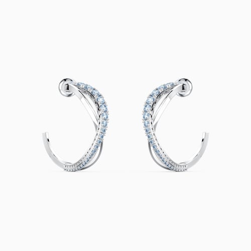 ORECCHINI A CERCHIO TWIST, BLU, PLACCATO RODIO