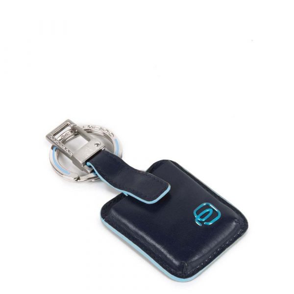Portachiavi con CONNEQU in pelle Blue Square