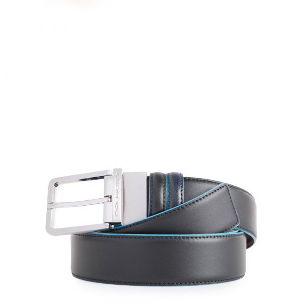 Cintura uomo reversibile con fibbia ad ardiglione, interno e bordi a contrasto in azzurro Blue Square