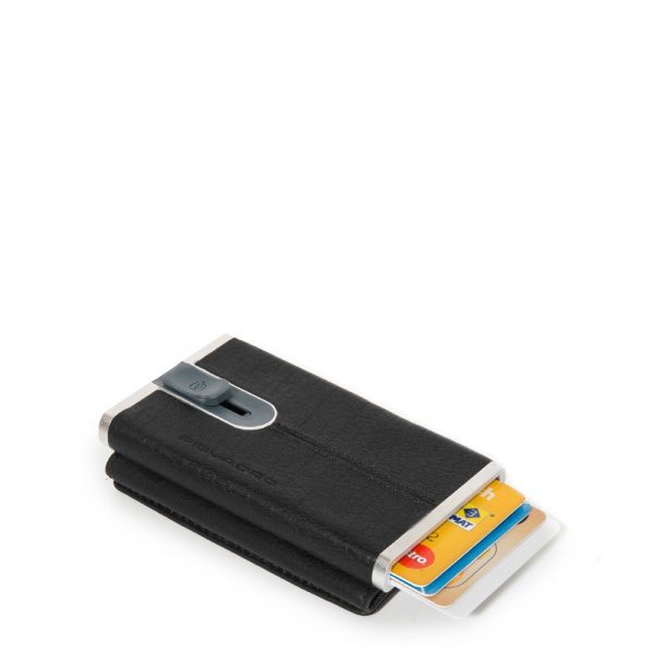 Porta carte di credito metallico orgz.to in pelle Black Square