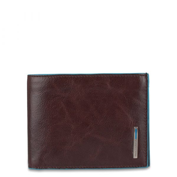 Portafoglio uomo con portamonete in pelle Blue Square