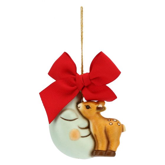 Addobbo per albero di Natale cerbiatto con luna grande