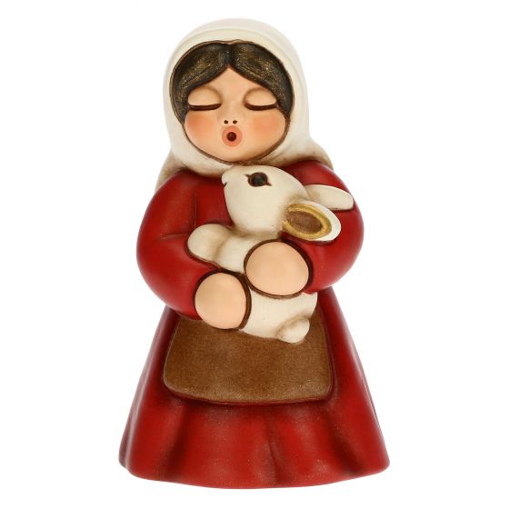 Donna con coniglio Presepe classico variante rossa