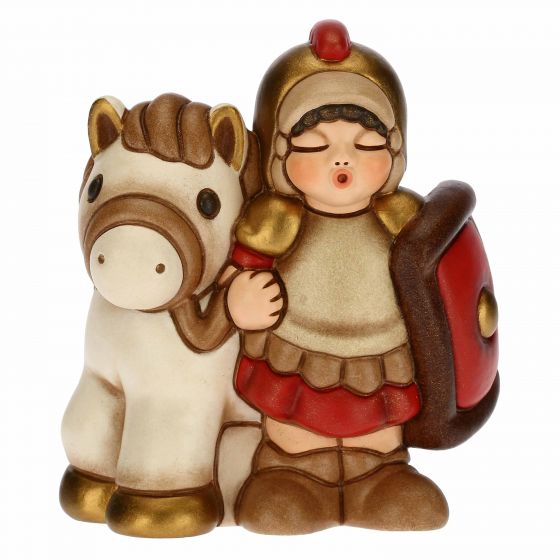 Soldato con cavallo Presepe classico variante rossa