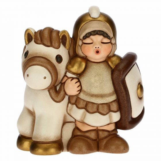 Soldato con cavallo Presepe classico variante bianca