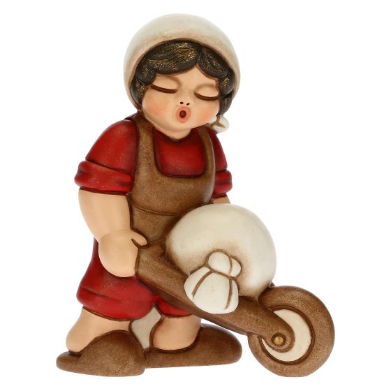 Uomo con carriola Presepe classico variante rossa