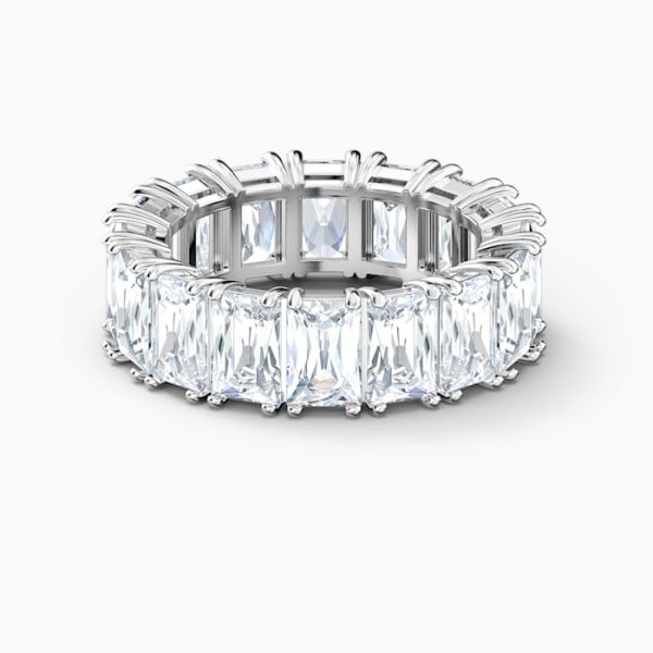 ANELLO VITTORE WIDE, BIANCO, PLACCATO RODIO