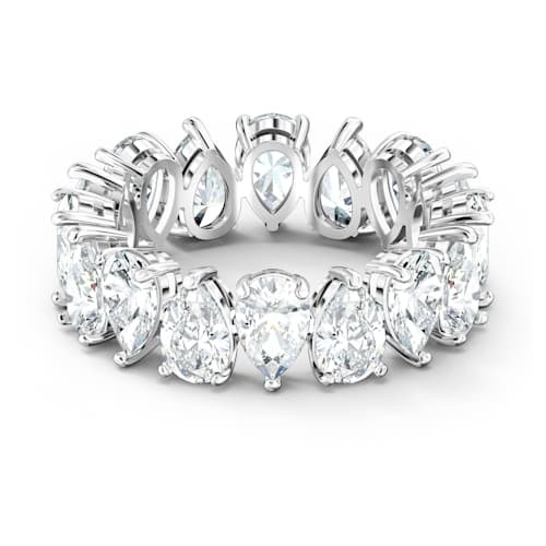 Anello Vittore Pear, bianco, placcato rodio
