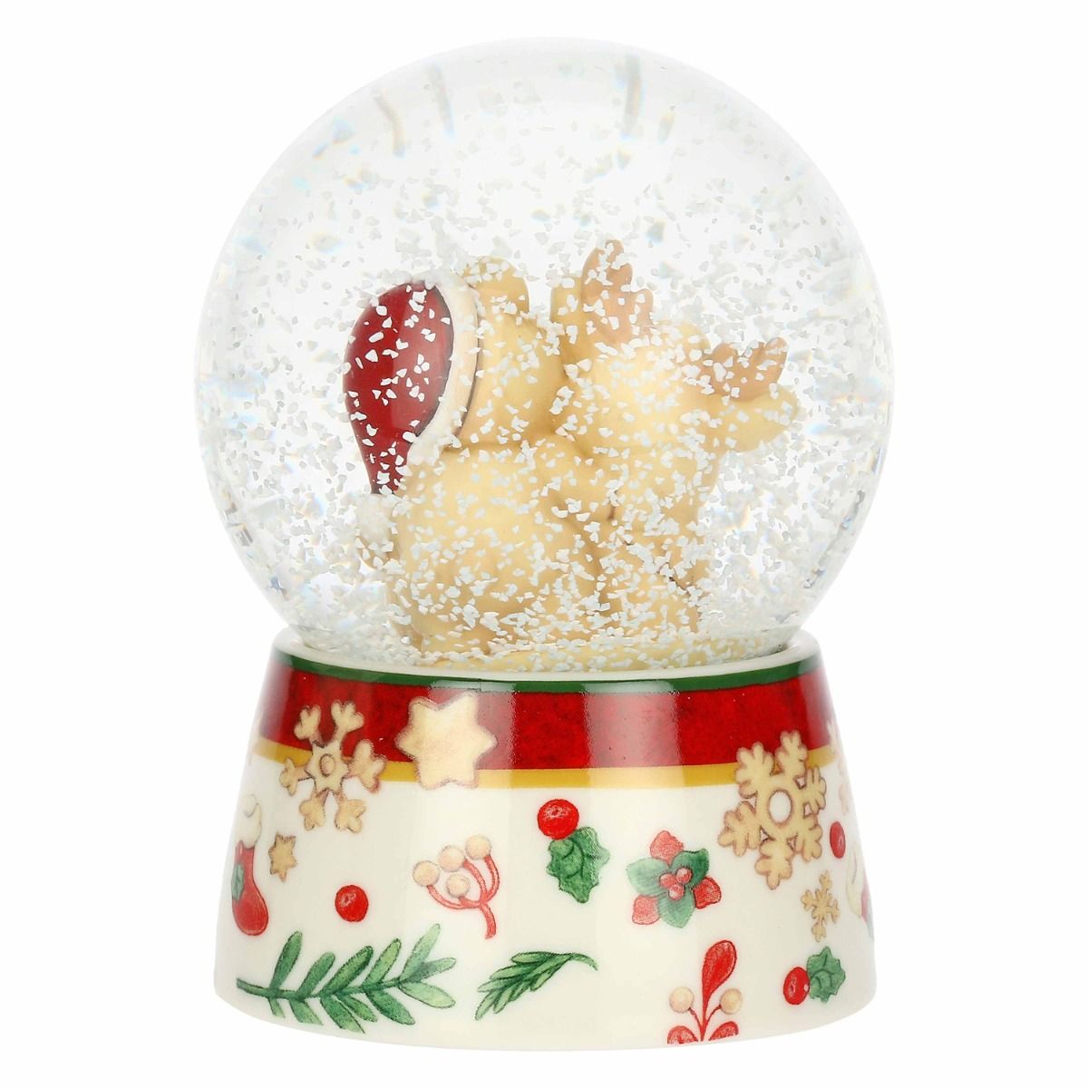 Boule de neige con Teddy e Renna Robin in resina, ceramica e vetro Desideri di Natale, media - immagine 2