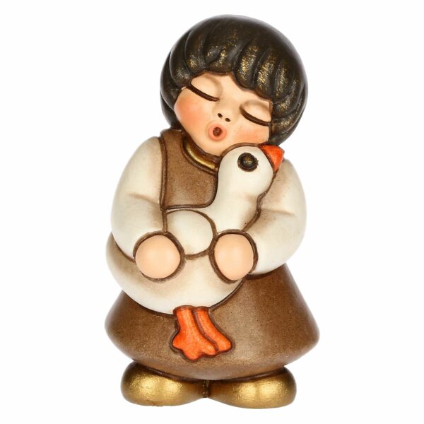 Bimba con oca in ceramica Presepe Classico