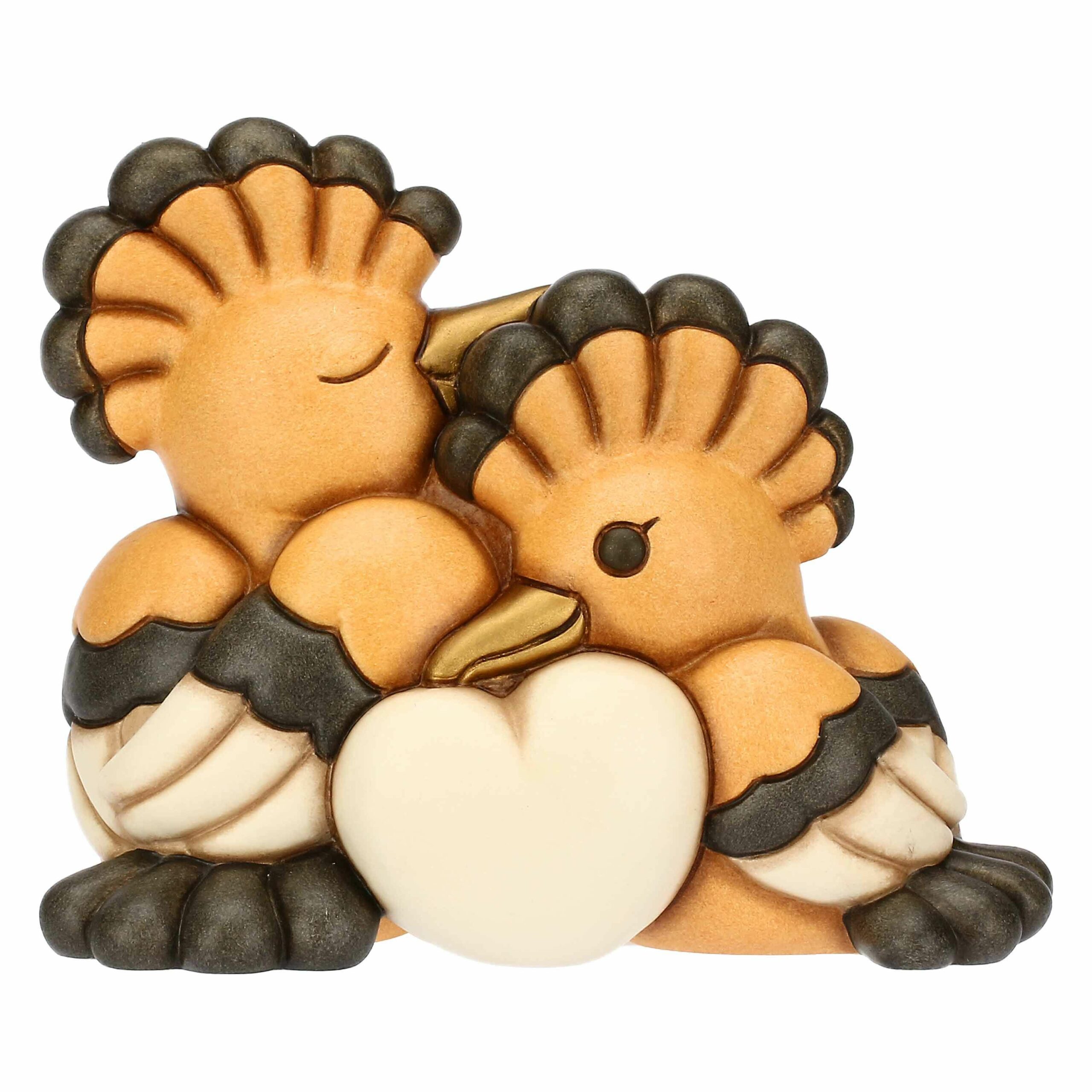 Coppia upupe in ceramica con cuore, grandi