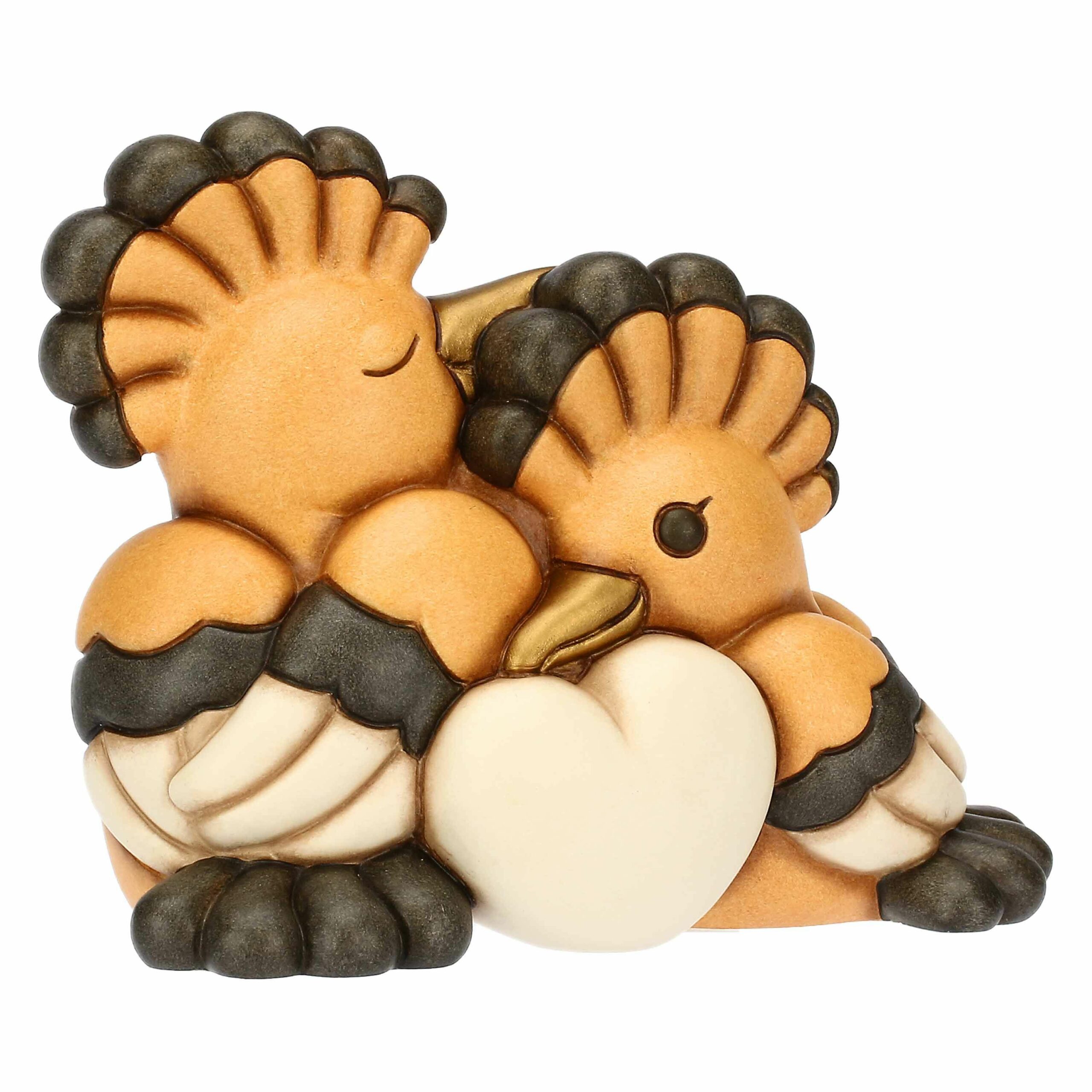 Coppia upupe in ceramica con cuore, grandi - immagine 2