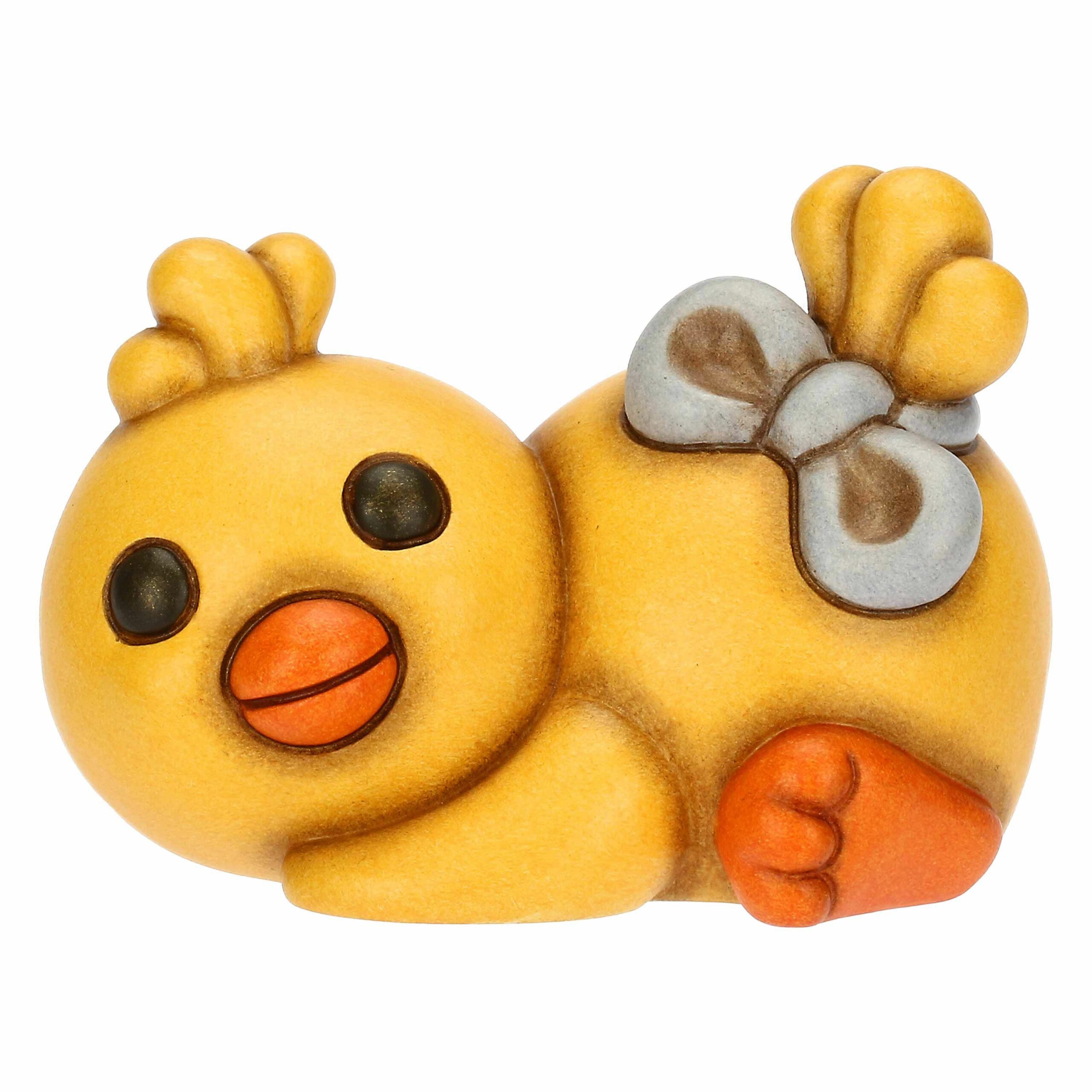 Pulcino Polly con fiocco in ceramica, piccolo