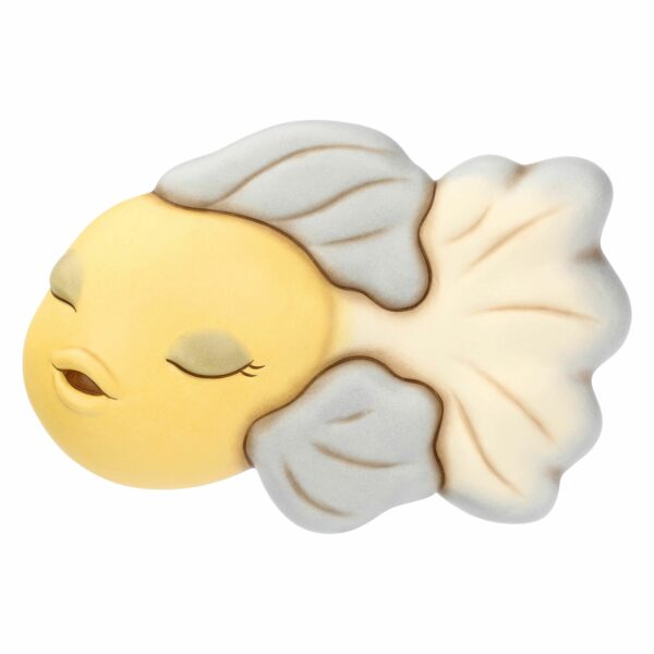 Formella 3D pesce giallo e blu in ceramica, grande