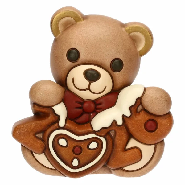 Teddy Buon Anno 2026 in ceramica rosso