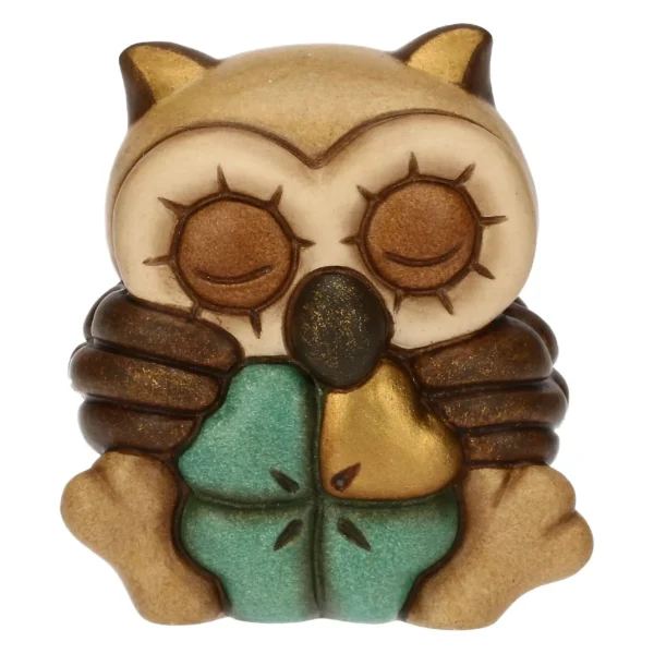 Mini gufo Lucky portafortuna in ceramica