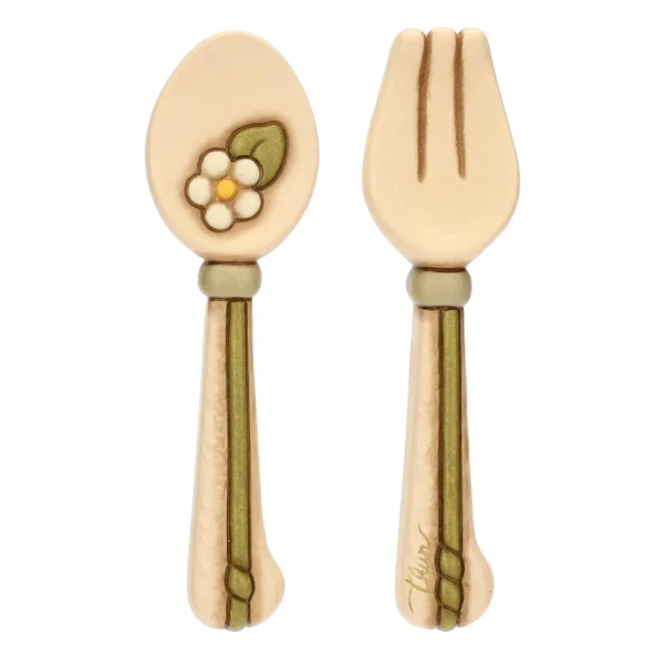 Set cucchiaio e forchetta da parete in ceramica Country Bloom, piccolo