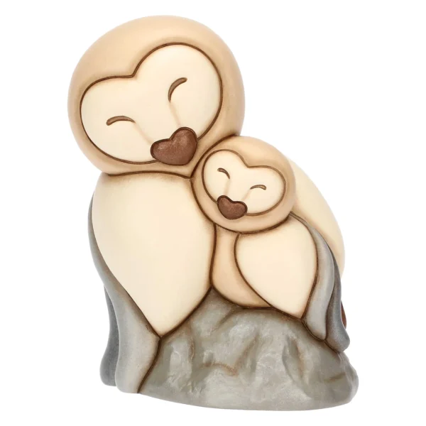 Barbagianni Barbi con piccolo in ceramica, grande