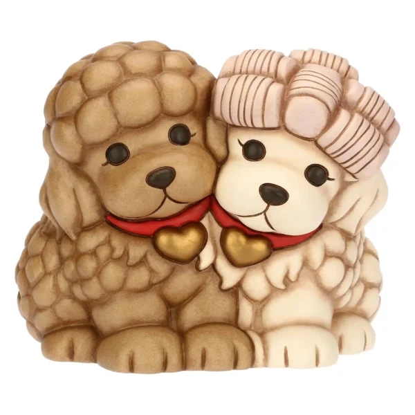 Coppia cani barboncini in ceramica, grande