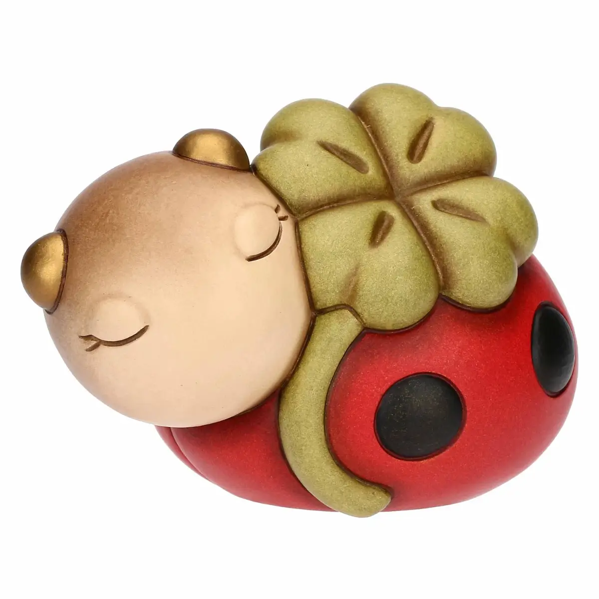 Coccinella Ella con quadrifoglio portafortuna in ceramica, media - immagine 5