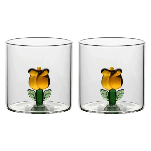 Set 2 bicchieri in vetro tulipano