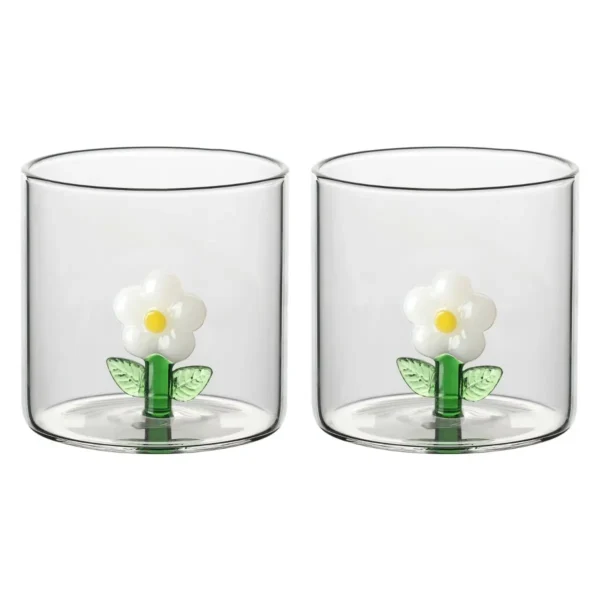 Set 2 bicchieri in vetro margherita